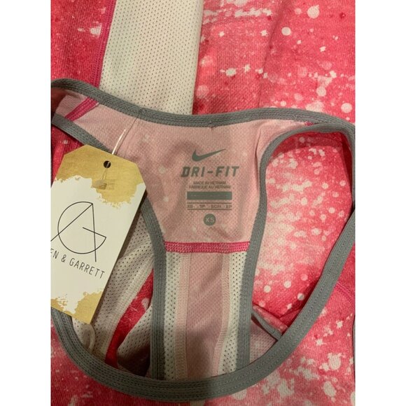 Nike Dri-Fit Pink & White Splatter Print Athletic Tank Top, Size XS - Picture 5 of 5